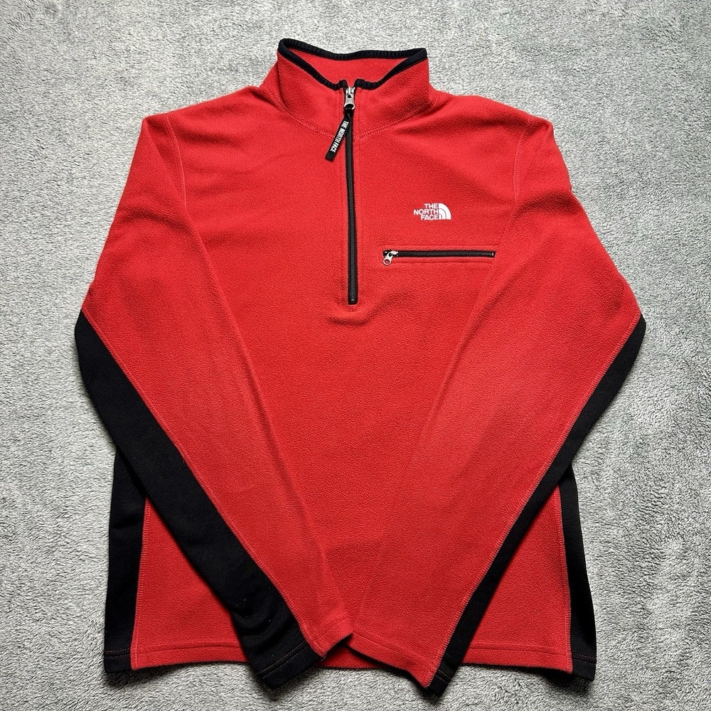 The North Face Alpine Jacket Men M Fit L Back Red Fleece 1/4 Zip Gorpcore